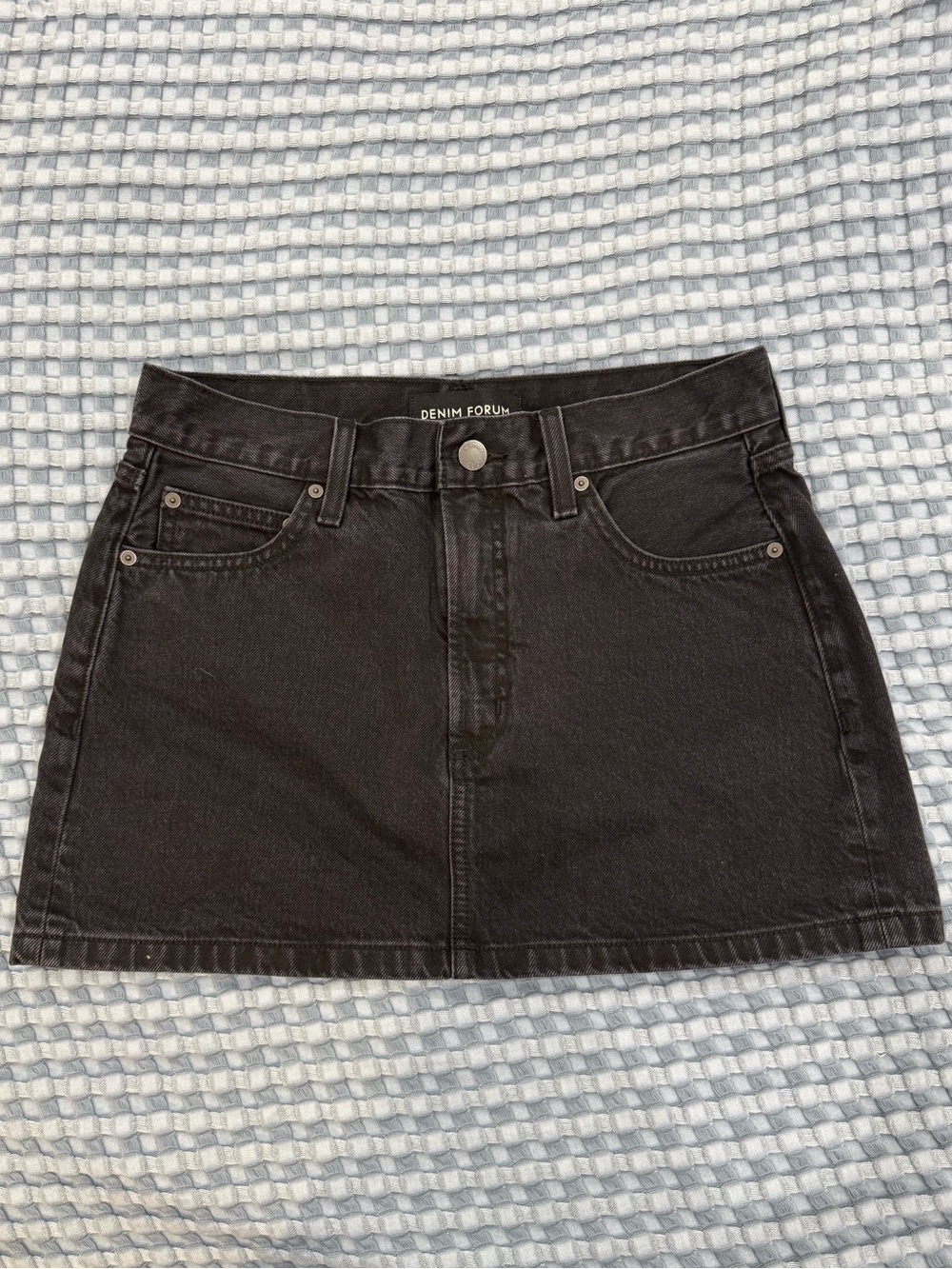 Aritzia Denim Forum Black Denim A-Line Mini Skirt